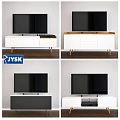 Various Styles TV Cabinet With White Black Colors Wooden Elements And Drawers