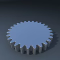 Shiny Silver Circular Gear With Toothed Edges Placed On Dark Background 3d model