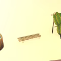 Wooden Logs And Stone Rocks Decor With Small Plants And Natural Wood Structures
