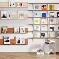 Modern Style Bookshelf Metal Bookshelf Wooden Bookshelf Book Ornaments Record Machine Christmas Tree 3d model