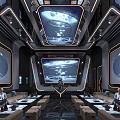 Sci Fi Style KTV Interior With Cosmic Screens And Modern Seating