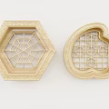 Wooden Hexagonal and Heart Shaped Carved Lattice Windows with Intricate Carvings and Geometric Patterns