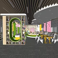 Vibrant Book Art Space With Modern Design Colorful Bookshelves Reading Area And Chairs