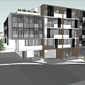 Modern Multi Storey Office Building With Glass Facade Brown Black Exterior And Landscaping