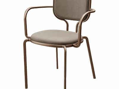 Modern Leisure Chair With Gray Fabric Backrest Seat Cushion And Metal Frame 3d model