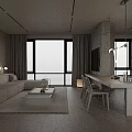 Modern Minimalist Open Plan Living And Dining Room With Warm Neutral Interior Design