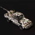 Tactical Camouflage Military Truck With Mounted Weapon On Off Road Bed