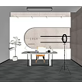 Modern Open Public Office Space Interior Design With Work Desk Potted Plant And Lighting Fixtures
