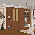 Modern Elegant Wooden Wardrobe Design With Sliding Doors Drawers And Open Shelves In Cozy Bedroom