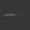 Detailed 3D Island Terrain Model With Blue Water Surroundings And Gray Background