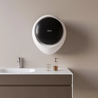 Mijia Wall Mounted Washing Machine White And Black In Bathroom With Sink Faucet And Bottles 3d model