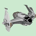 Weapon 3D Rendered Space Fighter Model With White Body Large Wings And Cockpit