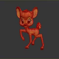 Cute Orange Yellow Cartoon Deer With Red Mane And Playful Pose 3D Render