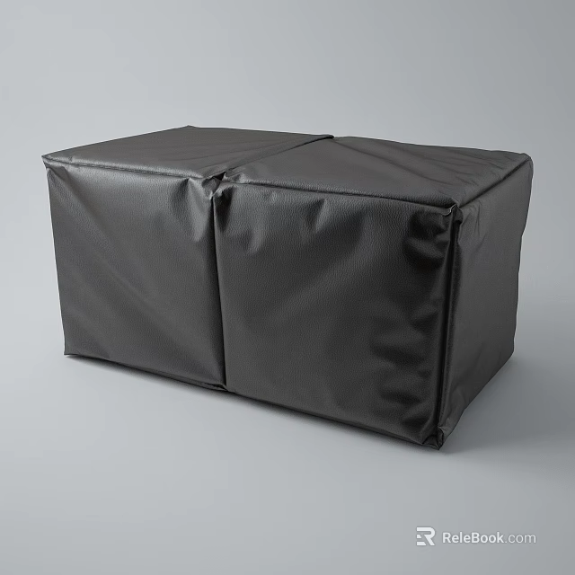 Black Leather Storage Ottoman Modern Design Home Furniture Versatile Seating 3d model 