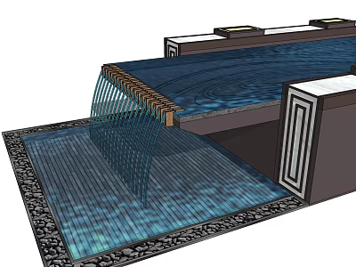 Garden Water Feature with Flowing Water Decorative Border and Reflective Pool 3d model