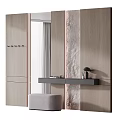 Modern Wooden Shoe Cabinet Design With Coat Hooks Bench And Countertop