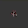 Red Weevil With Textured Body Long Snout Six Legs On Dark Background With Reflection