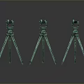 Three Green Tripod Stands Supporting Modern Computer Peripheral Devices With Stable Design 3d model