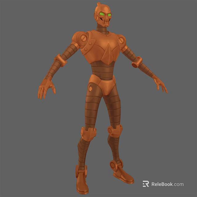 Game Movie Character Mechanical Robot With Armored Body And Copper Color 3d model 