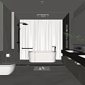 Modern Bathroom Interior Design With Glass Shower Bathtub Double Vanity And Large Mirror