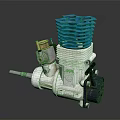Small Internal Combustion Engine With Blue Cooling Fins And Silver Metal Cylinder Structure
