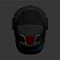 Futuristic Sci Fi Helmet With Mechanical Structure Transparent Visor And Red Blue Accents