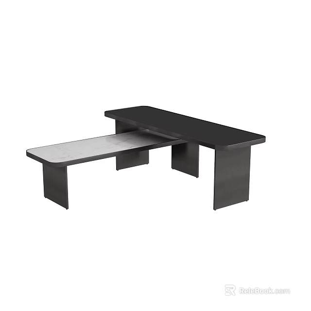 Contemporary Coffee Table Design With Black Top And White Supporting Structure 3d model