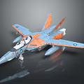 Orange and Blue Scale Model Jet With Detailed Cockpit And Missile Attachments