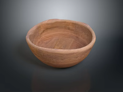 Hand Carved Wooden Bowl With Natural Grain Pattern And Smooth Polished Surface 3d model