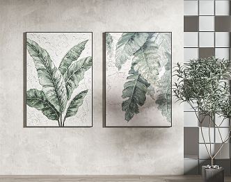 Modern plant painting decorative painting 3d model