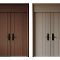 Modern Vertical Striped Double Doors In Brown And Beige For Interior Design