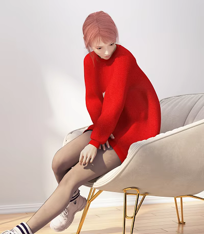Modern Woman Woman Sitting 3d model