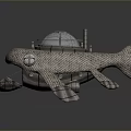 Metallic Vintage Submarine Model With Dome Window Shiny Surface And Propeller