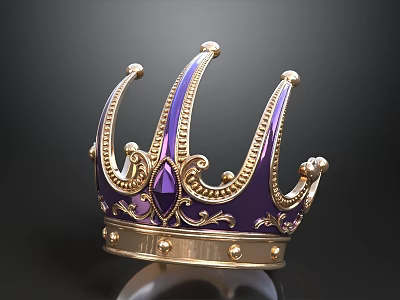 Elegant Purple Gold Crown With Jeweled Decor And Ornate Design Elements 3d model