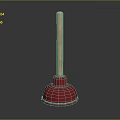 Red Rubber Plunger With Wooden Handle For Home Bathroom Cleaning Tools