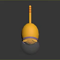 Cute Yellow Cartoon Cat Character Wearing Astronaut Helmet With Striped Tail