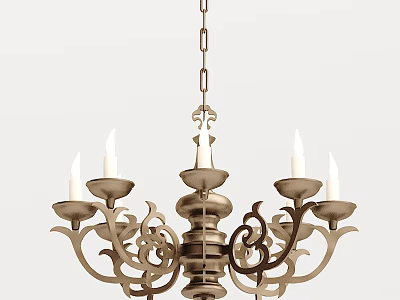 Classic Ornate Metal Chandelier With Candle Holders And Hanging Chain Design 3d model