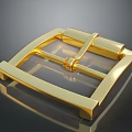 Golden Belt Buckle With Shiny Metal Surface And Classic Rectangular Shape Design 3d model