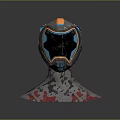 Tactical Weapon Helmet With Modern Design Blue Orange Lights And Camouflage Base