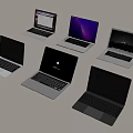 Various Laptop Models Featuring Different Screen Displays And Brand Logos 3d model
