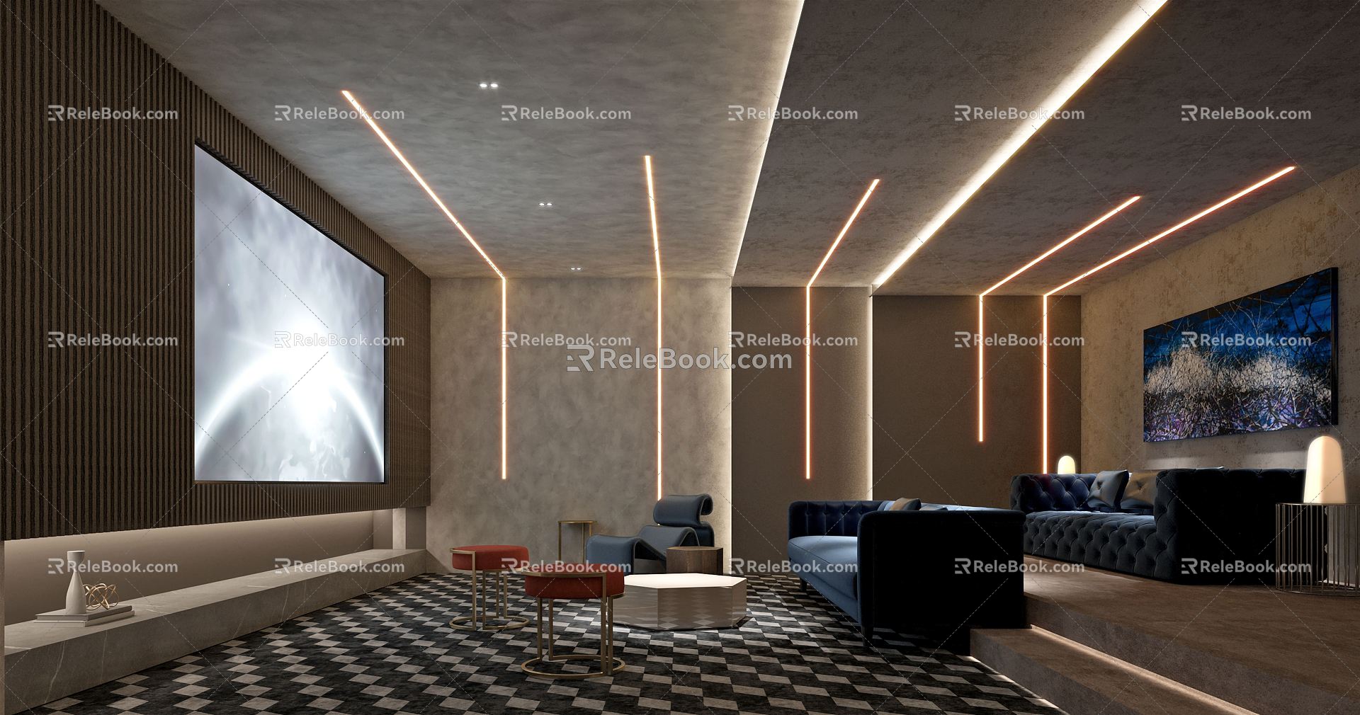 Silent Audiovisual Room Home Cinema Family 3d model