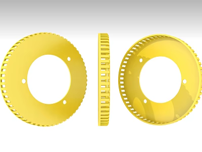 3D Rendered Yellow Automotive Circular Gears Featuring Toothed Edges and Holes 3d model