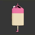 Cute Pink And White Cartoon Milk Box Character With Smiling Face Legs And Arms