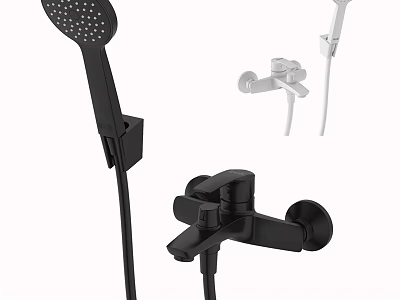 Modern Black And White Shower Head With Handheld Sprayer And Wall Mount Faucet 3d model