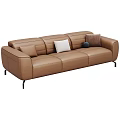 Modern Brown And Blue Sectional Sofa With Decorative Throw Pillows 3d model