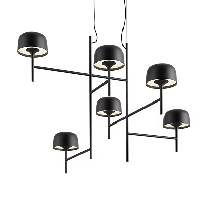 Modern Black Chandelier With Multiple Lamp Heads And Minimalist Design For Contemporary Interior 3d model