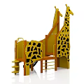 Giraffe Shaped Playground Equipment Yellow Body With Black Spots Featuring Slide Steps And Climbing Panels
