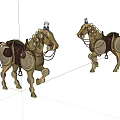 Golden Reptile Shaped Metal Decorative Figurines With Ornate Saddles And Details