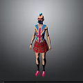 Kids Colorful Outfit With Rainbow Pattern T Shirt Red Plaid Skirt and Pink Shoes