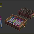 Open Wooden Tool Case With Multiple Wooden Handle Tools And Single Tool